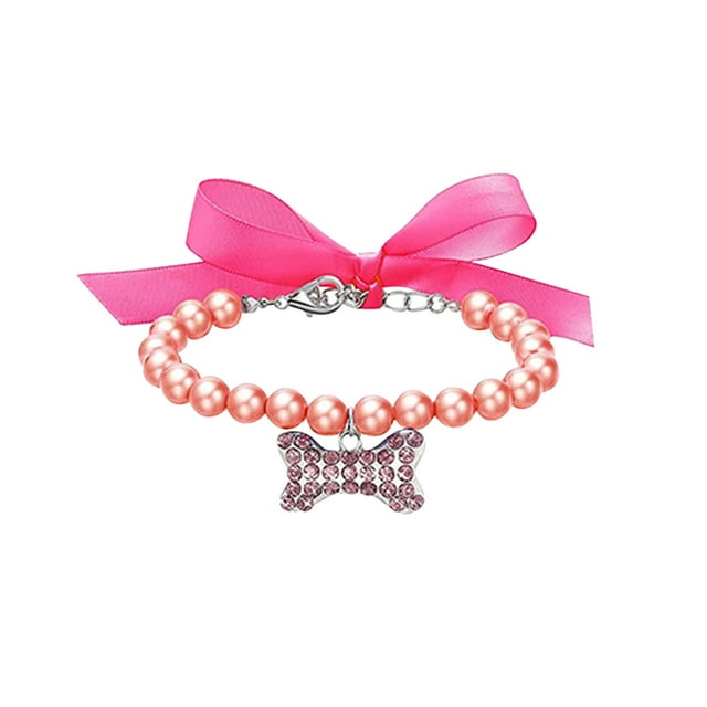 Pet Pearl Collar For Small Pet Cat Dogs Collar Dog Bone Adjustable Pendant Jewelry