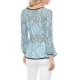 thumbnail image 6 of INSPIRE CHIC Women's Lace Peplum Blouse Floral Bracelet Sleeves Self-Tie Waist Top L Blue, 6 of 9