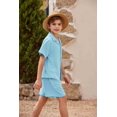 thumbnail image 6 of Arshiner Boys 2 Pieces Summer Beach Outfits Short Sleeve Button Down Shirts and Shorts Vacation Texture Sets for Kids, 6 of 8