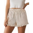 thumbnail image 5 of PRETTYGARDEN Womens Boxer Shorts Y2K Ruffle Shorts Summer Spring Lounge Striped Casual Beach Bottoms Pockets, 5 of 10