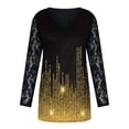 thumbnail image 4 of FcBaudy Robe à Manches Longues Col en V, Robes d'Été pour Femmes, Robes Mode Femmes Robe Imprimée Dentelle Patchwork Manches Longues Col en V Mini Robes Femmes Robe, 4 of 4