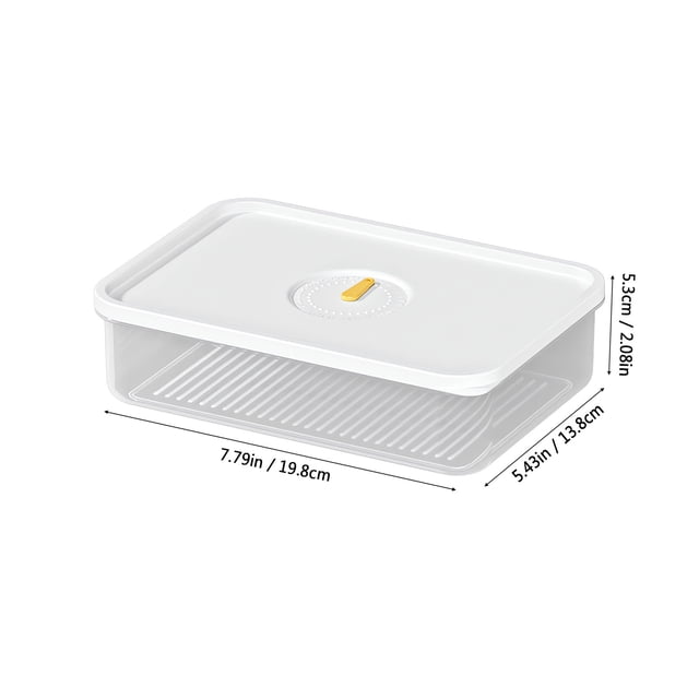Herunwer Food Grade Plastic Storage Container, 19.8x13.8x5.3cm Clear Lid and White Base with Anti-Slip Grooves