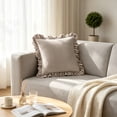 thumbnail image 5 of Yatlte Velvet Ruffle Throw Pillow Covers Couch, Decorative Pillowcases with Ruffles 18x18 Inch Solid Color Shabby Chic Farmhouse Cushion Cover for Living Room Sofa Bed, 5 of 6