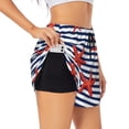 thumbnail image 3 of Lsque Starfish Navy Blue Stripe Printed Women's Running Shorts with Liner Pockets,Elastic Quick Dry Workout Athletic Gym Yoga Shorts,Womens High Waist Shorts-Small, 3 of 9