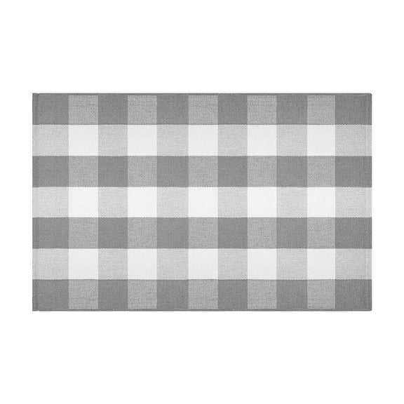 Plaid Outdoor Rug 27.5x43 Black and White Front Door Mat Layering Rug for Porch Washable Doormat Area Rug for Outdoor Entrance Entryway Patio Porch Decor