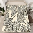 thumbnail image 2 of Manfei Leaf Plant Botanical Queen Sheet Sets, Beige Cartoon Flat Sheet, Chic Modern Fashion Queen Fitted Sheet, Lightweight Room Decor, 4pcs, 2 of 7
