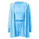 thumbnail image 4 of Conjunto de pijama de 3 piezas para mujer: abrigo con capucha de franela, chaleco y pantalones cortos, ropa de dormir suave y cálida, tallas S-XXXL, ropa de estar por casa para invierno, 4 of 4