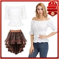 thumbnail image 4 of Ropa Steampunk Disfraz Steampunk para mujer Vestido con corsé debajo del busto Blusa renacentista de talla grande Disfraz de pirata medieval para Halloween, 4 of 5