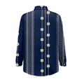 thumbnail image 7 of Women Cotton Shirt Printed Fashion Button Down Shirts Casual Tops Long Sleeve Blouse Navy, 7 of 7