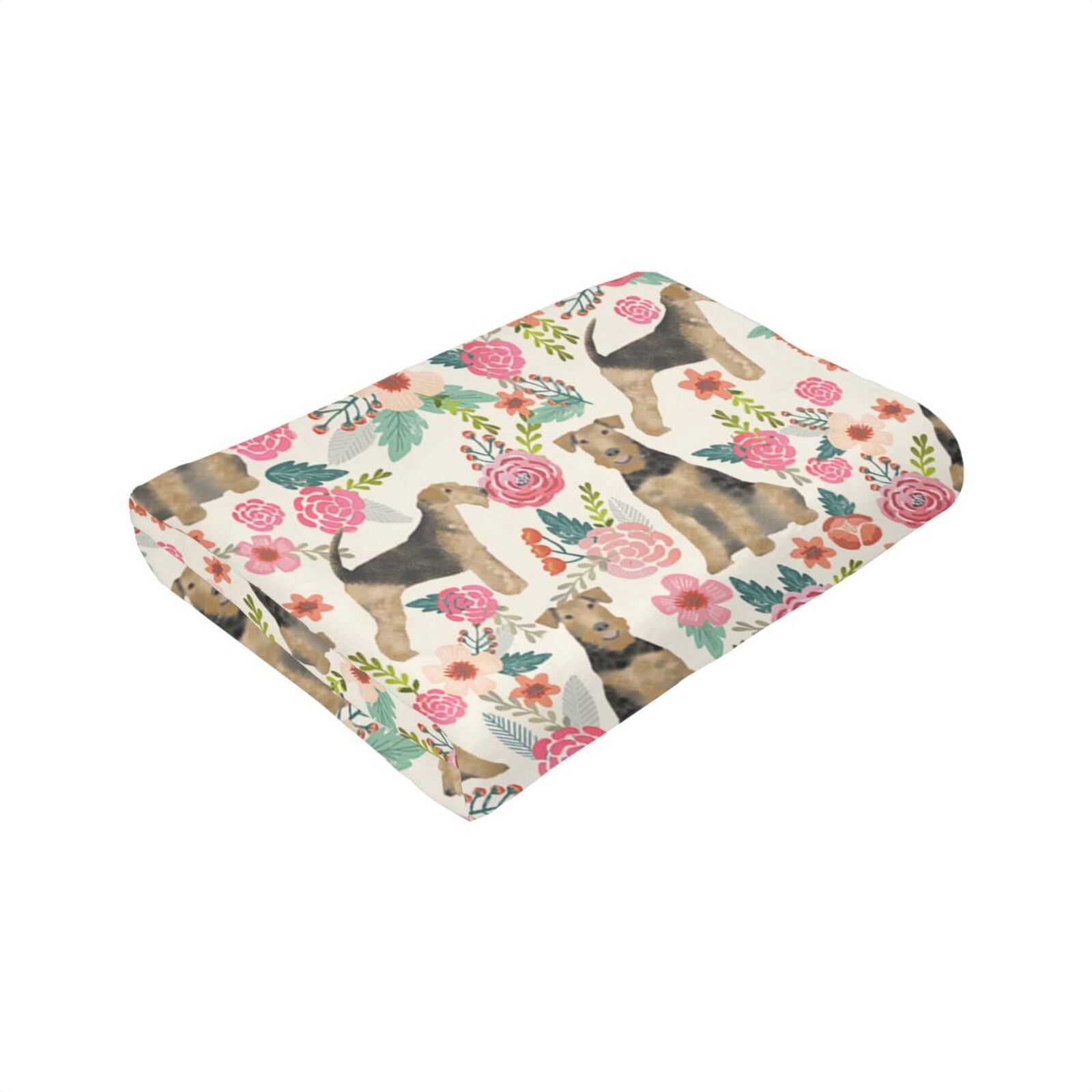 Wijzvio Terrier Dogs Lovers Flower Floral Throw Blanket Soft Fuzzy Fleece Blanket For Couch Bed Living Room Decoration 50"X40"