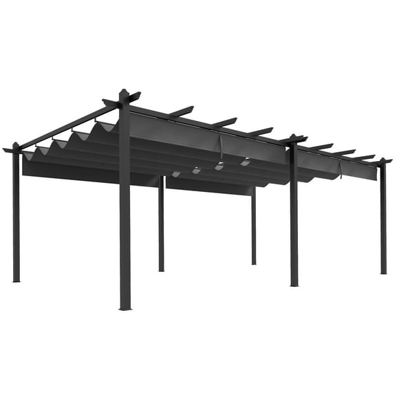 Outsunny 11.7' x 19.6' Pergola with Retractable Canopy and Aluminum Frame