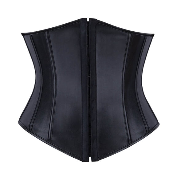 cocolona Womens Waist Corset Vintage Leather Underbust Waist Training Bustier Corset