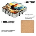 thumbnail image 2 of Ceramic Drinking Coasters With Holder,Majestic rooster at Sunrise farm abstract oil painting Water Absorbent Marble Tabletop Protection (Cork Base),Set of 4,Suitable for Various Mug,Home Decor，4 Inch, 2 of 4