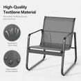 thumbnail image 4 of 3 Pieces Patio Outdoor Conversation Set with Coffee Table, Textilene Chair with glass table, Gray, 4 of 8
