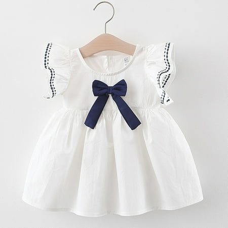

pop seller Baby Girl Sundress Print Dress Toddler Party Sleeveless Bowknot Dress