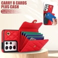 thumbnail image 5 of for Samsung Galaxy S21 Ultra Case, Wallet Phone PU Leather Case with Card Holder Crossbody Cover for Women Girls Strap Wristlet RFID Blocking Shockproof Protective Cover for Samsung S21 Ultra, Red, 5 of 9