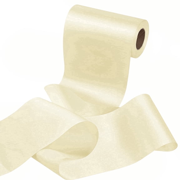THEGLY Ivory Satin Ribbon 6 Inch 25 Yards, Wide Fabric Ribbon for Grand Opening, Bows, Sewing & Decor,Gift Wrapping