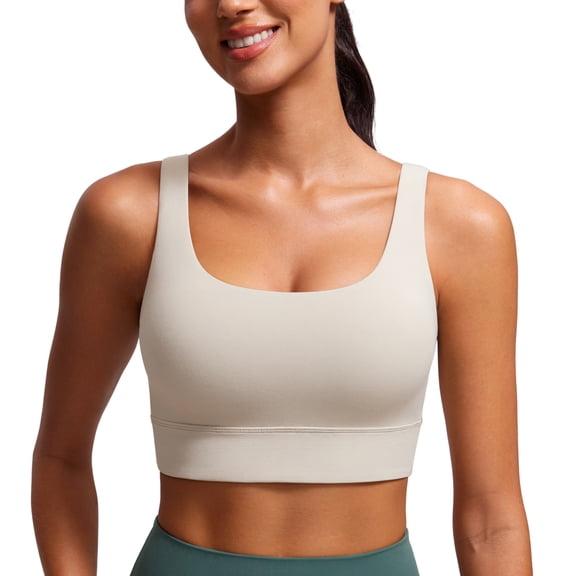 CRZ YOGA Butterluxe U Back Longline Sports Bras for Women Padded Yoga Workout Crop Top