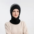 thumbnail image 4 of Herrnalise Woman's Winter Warm Neck Guard Head Guard Knitted Hat Scarf Mask In One Hairball Woolen Cap, 4 of 9
