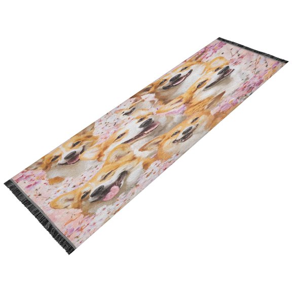 Vintage Modern Runner Rug,Non Slip Machine Washable 72"x23.5" Polyester Material Pet-Friendly Durable,Applicable to Entryway Rug Living Room Rug Blinking Corgi