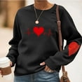 thumbnail image 2 of Women's Valentine's Day Heart Elbow-Patch Crewneck Sweatshirt - Loose Vibrant Graphic Top for Multi-Occasion Wear, Thoughtful Gift for Wives, Teachers & Girlfriends, 2 of 5