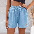 thumbnail image 2 of Sngxgn Women Casual Cotton Shorts Drawstring Comfy Elastic Waist Shorts Summer Pull On Short with Pockets(Sky Blue,M), 2 of 4