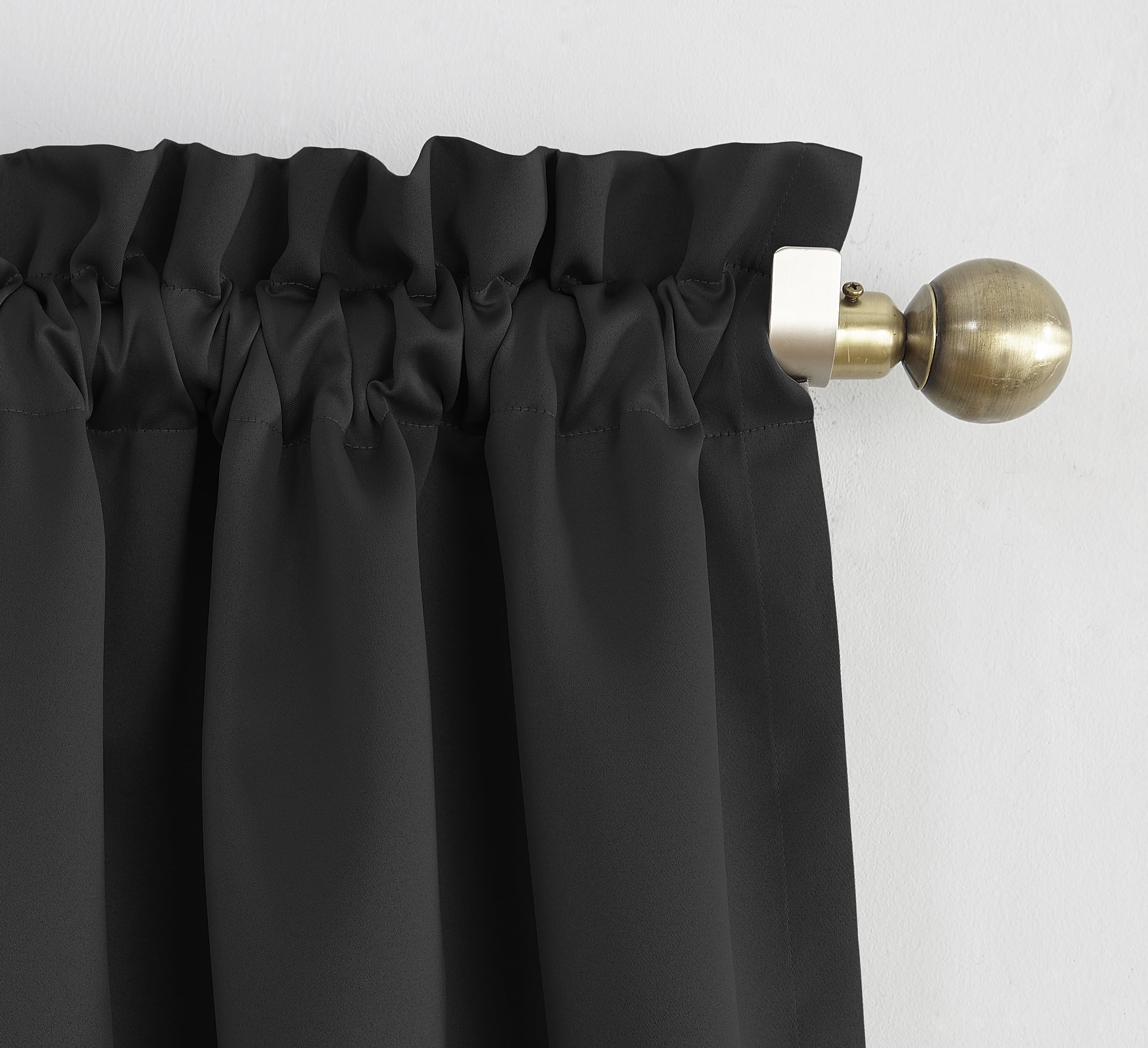 Sun Zero Nolan Energy Saving Blackout Rod Pocket Curtain Panel, 40"X84", Black (Single Panel)