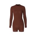 thumbnail image 6 of Blotona Women Solid Color Playsuits Crew Neck Long Sleeve Skinny Short Jumpsuits Spring Autumn Fashion Bodysuits Rompers Clubwear, 6 of 9