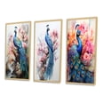 thumbnail image 3 of Designart "Watercolor Peacock Blue and Pink Splendor III" Animals Framed Wall Art Set Of 3 - Blue Peacock Frame Gallery Wall Set For Home Decor, 3 of 7