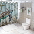 thumbnail image 7 of Orinice  Sea Turtle Shower Curtain Sets with Bathroom Rug U Shape Mat and Toilet Lid Cover Nautical Starfish Coral Beach Coastal Beige Teal Ocean Bathroom Decor Curtains Set with 12 Hooks 60x72, 7 of 7