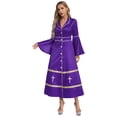 thumbnail image 1 of Alvivi Robe de Clergé pour Femmes Col Montant Manches Longues Boutonnée Robe de Ministre Liturgique Violette 3TG, 1 of 7