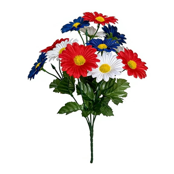 Memorial Day Saving!4th of July Decorations, 6 Heads 12 Flowers Artificial Red White And Blue Bouquet For 4th Of July Independence Day Home Decor