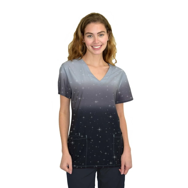Women's Medical Nursing Ombre Scrub Uniform Print Top GT Performance
