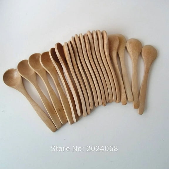 10Pcs Wooden Round Spoon Ecofriendly Scoop Coffee Honey Tea Spoon Lightweight