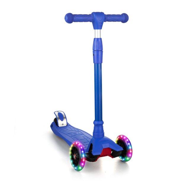 Garvee Patinete infantil con ruedas iluminadas LED y 4 manillares de altura ajustable, color azul