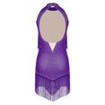 thumbnail image 4 of iiniim Women Latin Dance Performance Costume Shiny Rhinestones Fringed Latin Dress Tango Jazz Dancewear Purple L, 4 of 7