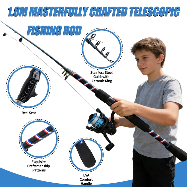 best fishing reel for beginners iFaveorr 70 inch Fishing Rod and Reel Combos, EVA Material Grip, Telescopic Fishing  Gear with Reel Combo Kit with Tackle Box Fishing Line, Gift for Fishing  Beginner and Angler