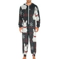 thumbnail image 2 of Black Red Plaids White Rabbits Christmas Adult's Hoodie Onesie Jumpsuit One-Piece Pajamas with Zipper Unisex for Holiday S, 2 of 7
