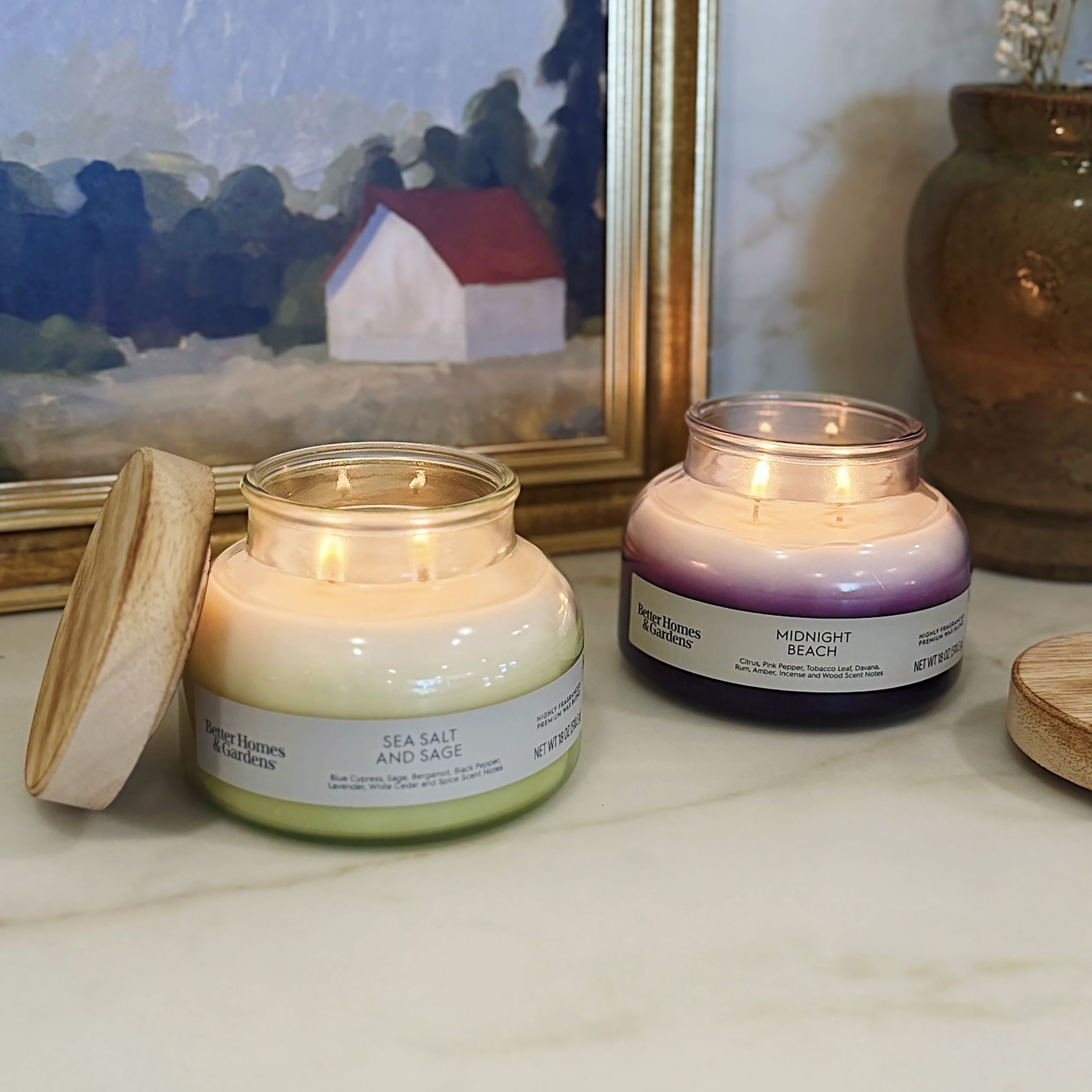 Better Homes & Gardens Midnight Beach Scented 2-Wick Ombre Jar Candle 18oz.