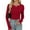 #055 Red, variant on Felirenzacia Women's Red Ribbed Knit Pullover Top, Sweatshirt with Thumb Holes, V Neck Lapel Collar Shirt, S-2XL