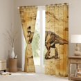 thumbnail image 3 of Homewish Vintage Dinosaur Blackout Curtains Set of 2 (52x84 Each),Retro Sketch Animal Curtain,Brown, 3 of 6