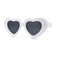 thumbnail image 2 of Womens Oversize Thick Heart Shape Funky Retro Sunglasses White Black, 2 of 4