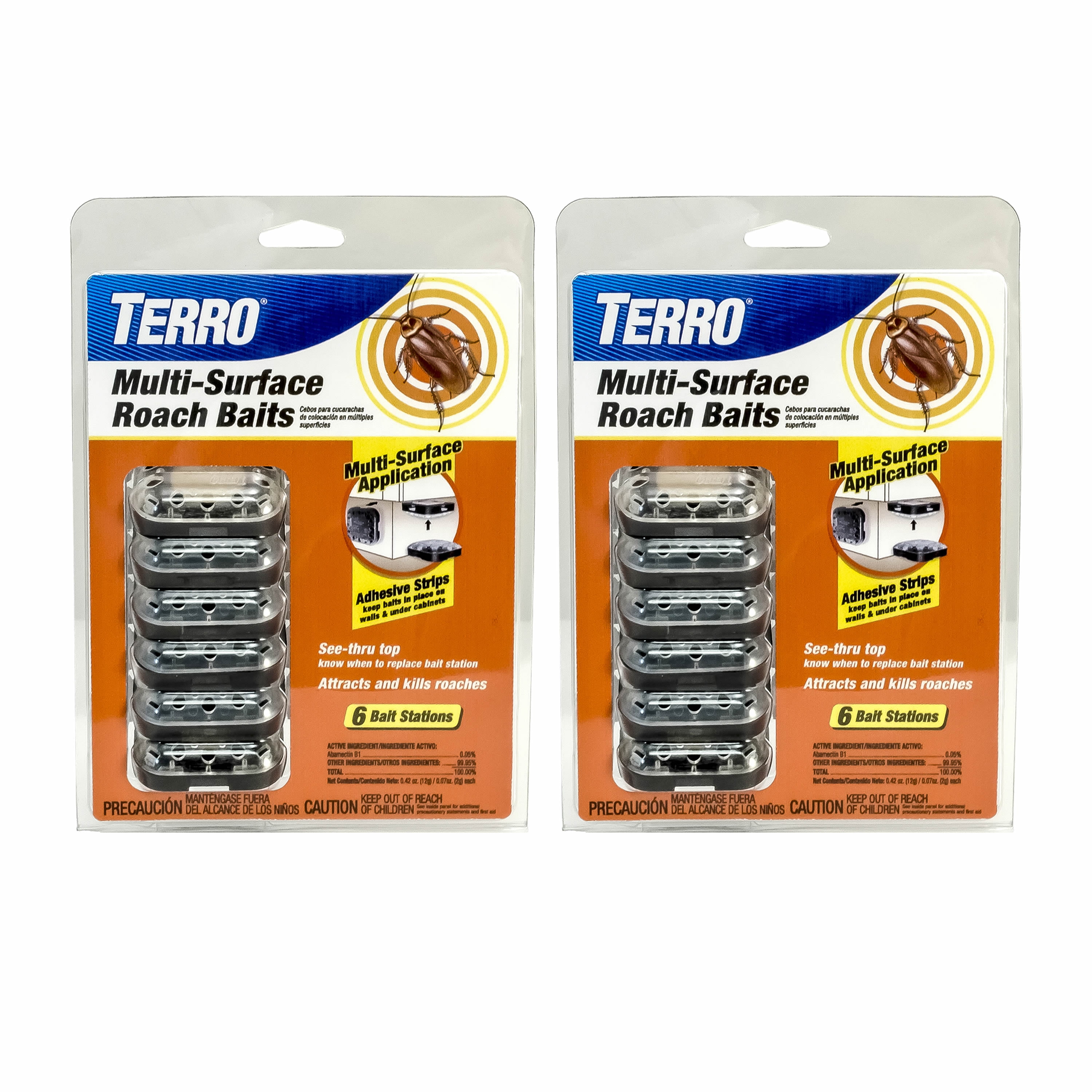 TERRO Multi-Surface Roach Baits, 2 Pack, 12 Stations