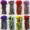 thumbnail image 2 of RomaMX 4 pétalos Flores artificiales Flores colgantes Violeta Simulación Vine Boda Decoración del hogar (Rosa claro), 2 of 3
