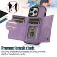 thumbnail image 2 of Dteck Wallet Case for iPhone 16 Pro Max, Crossbody Strap PU Leather RFID Blocking Credit Card Holder Card Cases Women Girl with Adjustable Lanyard for iPhone 16 Pro Max, Purple, 2 of 9
