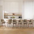 thumbnail image 3 of ANMINY 26" Counter Height Swivel Bar Stools Set of 1, Upholstered Linen Fabric Modern Chairs w/ Large Seat Mid-Back Wood Legs Island Stools Home Kitchen Pub Barstools, Blue, 3 of 12