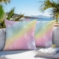thumbnail image 3 of Waterproof Throw Pillow Covers Set of 2, 26x26 Inch Abstract Rainbow Decorative Pillowcases Outdoor Pillow Slip Cushion Covers Set for Couch Tent Fantasy Ombre Moden Art, 3 of 8