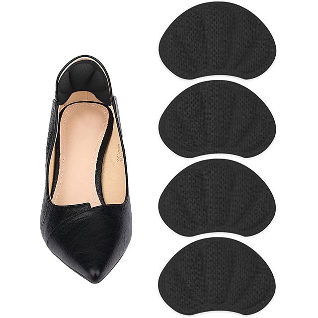 2 pares de taloneras estilo pétalo (negras), las cómodas taloneras insertadas en los zapatos son demasiado grandes y la talonera está forrada con protectores de zapatos autoadhesivos. Clips de talón