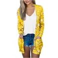 thumbnail image 1 of Pompotops Chemisier Décontracté à Manches Longues Imprimé pour Femmes avec Poche Cardigan Liquidation, 1 of 5