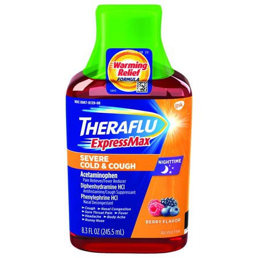 Theraflu Expressmax Nighttime Severe Cold and Cough Syrup - 8.3 oz - image 4 of 5